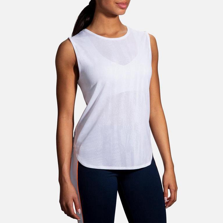 Brooks Spirit Womens Running Tank Top - White - Indonesia (AQUH-05473)